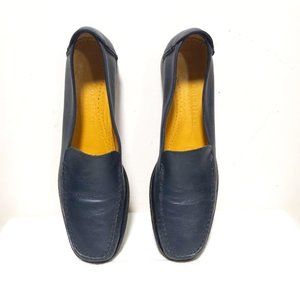 Cole Haan Leather Slip On Flat Loafer Shoes Navy Blue Women's Size 8.5 4A